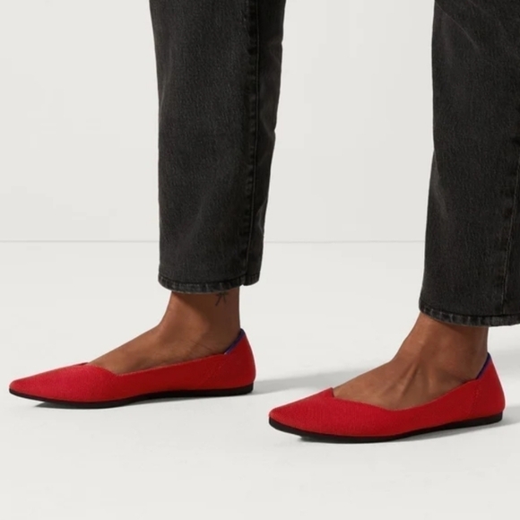 Rothy’s Womens Retired Red The Pointed Chili Toe Flats Loafer shoes sz 6 - Picture 1 of 14